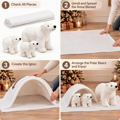 4 Pcs Christmas Wonderland Polar Bear Decoration Winter Polar Bear Decor