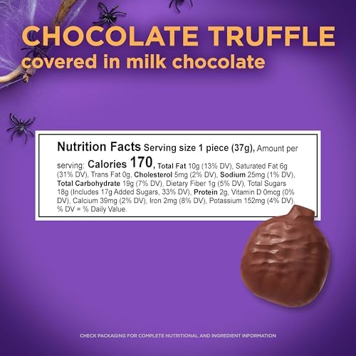 RUSSELL STOVER Halloween Milk Chocolate Chocolate Truffle Pumpkin, 1.3 oz. (Pack of 18) - Bulk Halloween Candy