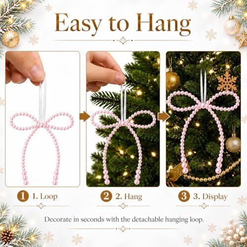 DIYDEC 18PCS Large Christmas Pearl Bow Ornament 7in Tree Topper Decor
