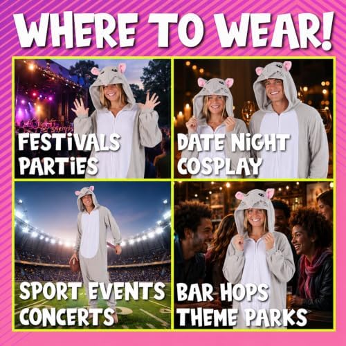 Funziez! Adult Onesie Halloween Costume Animal Dinosaur Shark Unisex Plush One Piece Cosplay Suit for Adults, Men and Women