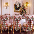 Thiccywoov 4 Pcs Christmas Chair Bows Decorations 25 x 14 in, White Tartan