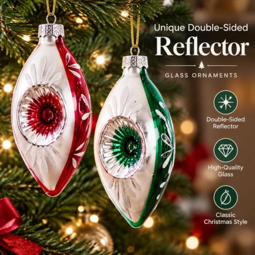 12 Pcs Vintage Glass Christmas Ornament Reflector Decor, Fresh