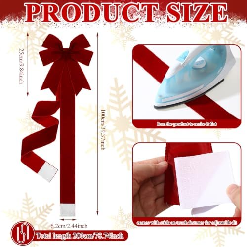 Daifunli 6 Pcs Burgundy Velvet Christmas Cabinet Bows Ribbons for Kitchen