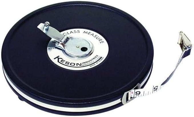 Keson OTR18M200 Open Reel Fiberglass Tape Measure Reel with Double Hook (Graduations: Ft., In., 1/8 & m, cm, 2mm), 60M / 200-Foot