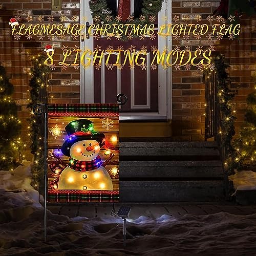 Lighted Christmas Snowman Garden Flag Outdoor Decor, 28x40 In