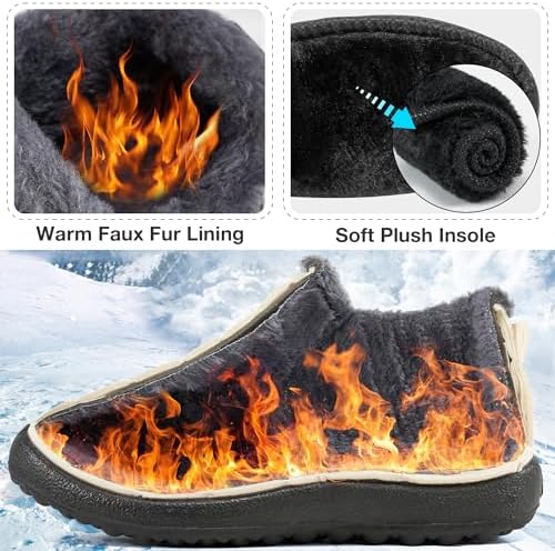 Alicegana Snow Boots for Women Winter: Warm Fur Lined Ankle Booties Comfortable Waterproof Slip On Lightweight Womens Boots