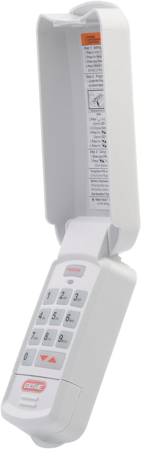 Genie Garage Door Opener Wireless Keyless Keypad - Safe & Secure Access - Compatible with All Genie Intellicode Garage Door Openers - Easy Entry into the Garage With a PIN - Model GK-R, White | Wireless Installation, Compatible with all Genie Intellico...