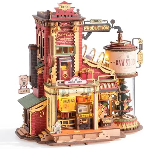 ROKR 3D Puzzle for Adults Christmas Dream Gift Factory DIY Miniature House