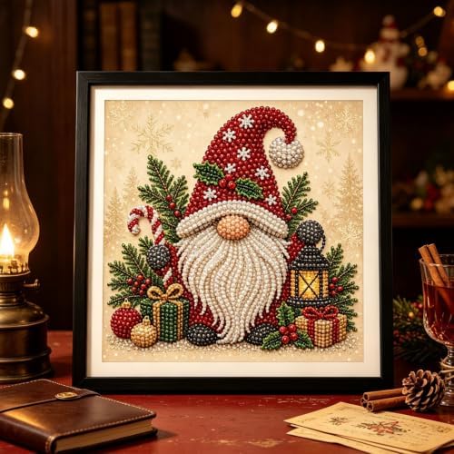 DIY Christmas Pearl Diamond Painting Art Kit Gifts Adults with Frame
