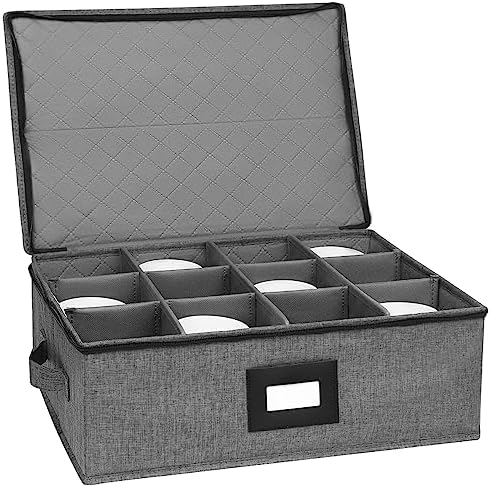 Mug Storage Box with Dividers, China Cup Storage Containers For Tea Cups