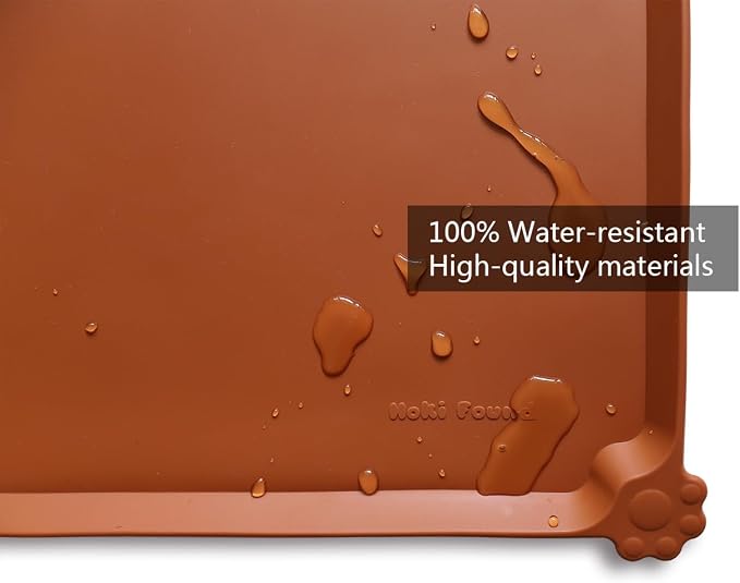 Hoki XX-Large Silicone Non Slip Pet Food Mats - Tray, Dog & Cat Bowl Mats, Waterproof, for Carpet, Caramel