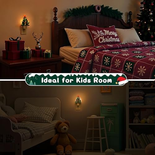 L LOHAS LED Christmas Tree Night Light, Ceramic Night Lights for Kids