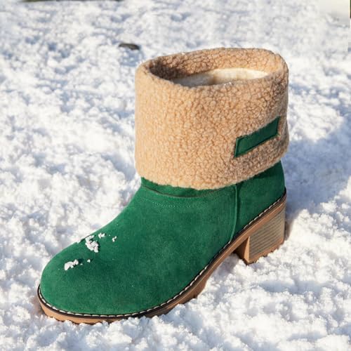 VIMISAOI Mid calf Winter Boots for Women Warm Ankle Snow Chunky Heel Boots