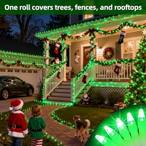 QUHUATU 300 LED 75FT Christmas String Lights, 12 Modes, Green