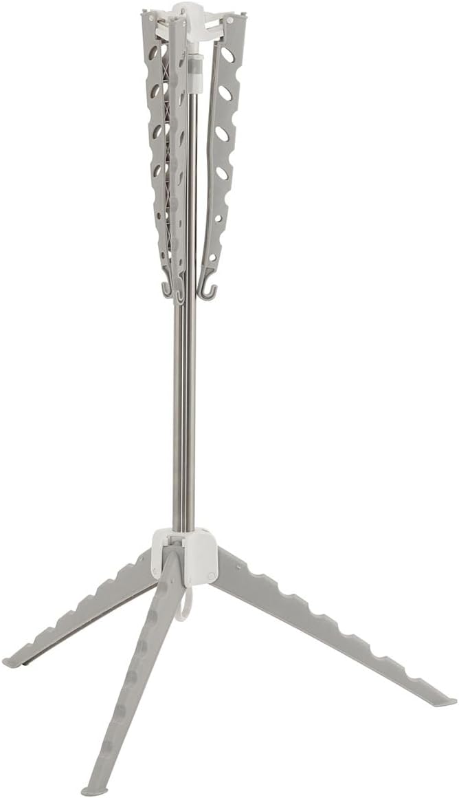 Household Essentials Grey 5006-1 Simple Indoor Tripod Clothes Drying Rack with Carrying Handle for Laundry, Small