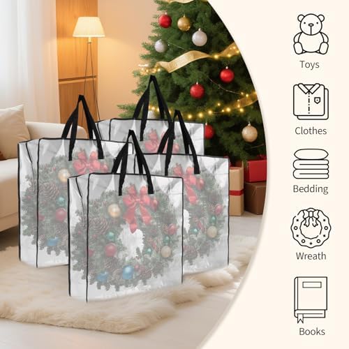 Garvee Christmas Wreath Storage Container, 8 Pack Moving Bags with Zipper