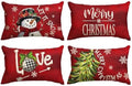 AVOIN colorlife Merry Christmas Tree Red Throw Pillow Covers, 12 x 20 Inch Xmas Tree Holiday Cushion Case Decoration for Sofa Couch Set of 4