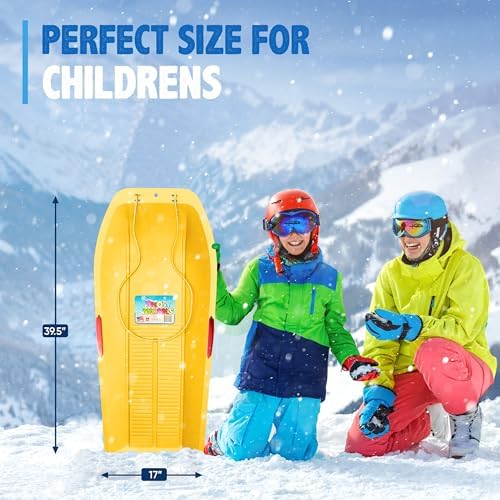 39" Toboggan Lifetime Sled: Durable High-Density Plastic Sleds for Kids, and Teens 1 Person Snow Sleds for Kids and Teens W/Handles and Pull Rope
