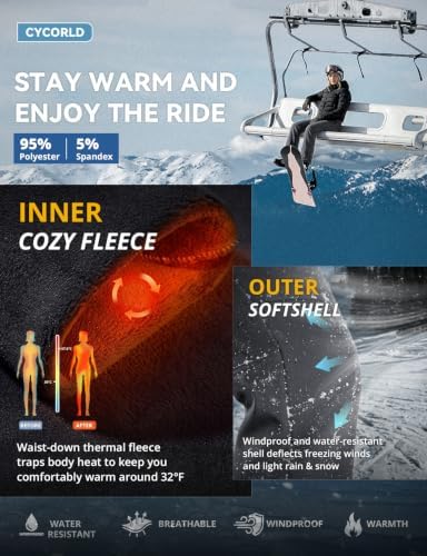 Cycorld Womens Snow Pants: Warm Fleece Lined Ski Pants Softshell