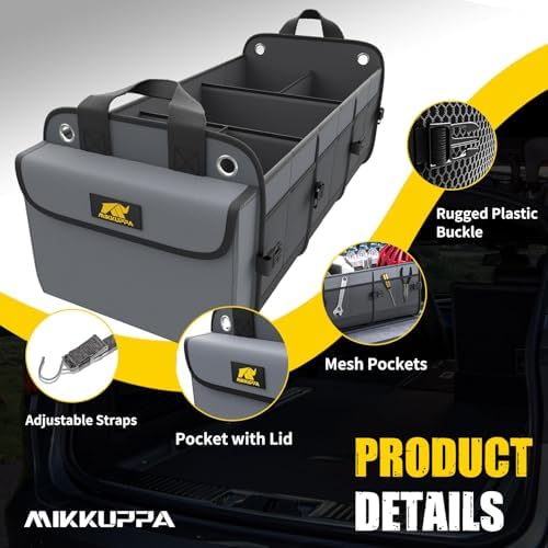 MIKKUPPA Car Trunk Organizer with Cooler, 100L, Premium Material, Gray