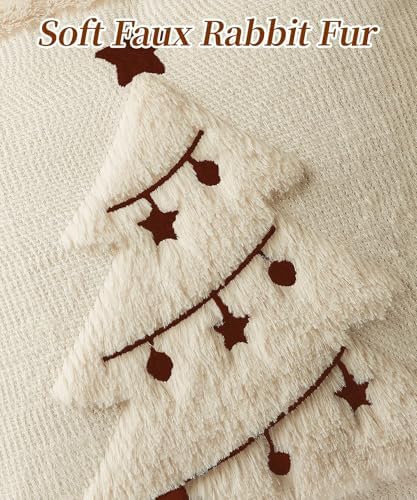 Faux Fur Christmas Pillow Covers 16x16 Set of 2