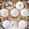 Lyrow 8 Pcs 6'' Large Christmas Ball Ornaments White Silver Xmas Ornaments