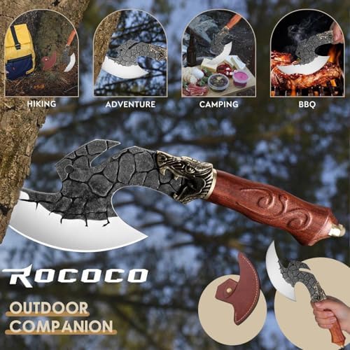 ROCOCO Viking Cleaver Knife Birthday - Kitchen Axe & Sheath Father Gift Men