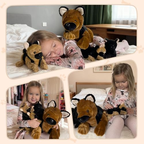 MorisMos German Shepherd Stuffed Animal with 3 Puppies