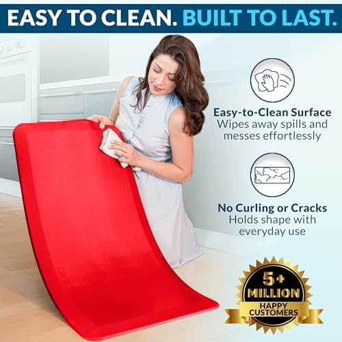 ComfiLife Anti Fatigue Floor Mat – 3/4 Inch Thick Kitchen Mats for Floor, Standing Desk Mat, Kitchen Rug – Comfort at Home, Office – Durable – Stain Resistant – Non-Slip (24" x 70", Scarlet Orange)