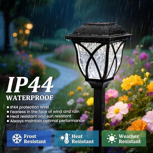 GIGALUMI 8 Pack Solar Lights Outdoor Waterproof, LED Solar Garden Lights