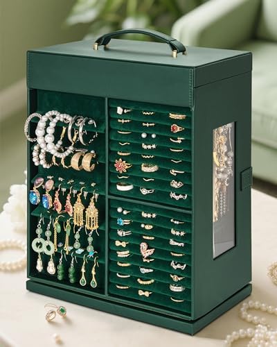 AKOZLIN 6-Tier Jewelry Box Organizer 5 Drawers Storage XXL Green