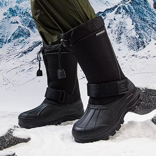 HOBIBEAR Men's Waterproof Snow Boots, Insulated Pull-On Winter Boots