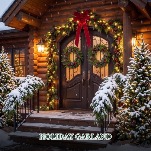 Realistic Christmas Cedar Garland Decor - 9FT Real Touch,Fluffy for Mantle