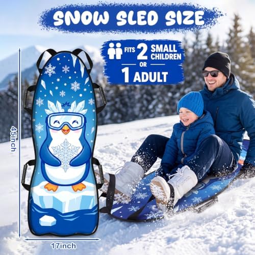 Vinsot 2 Pack 45” Foldable & Roll-Up Snow Sled for Kids Adults