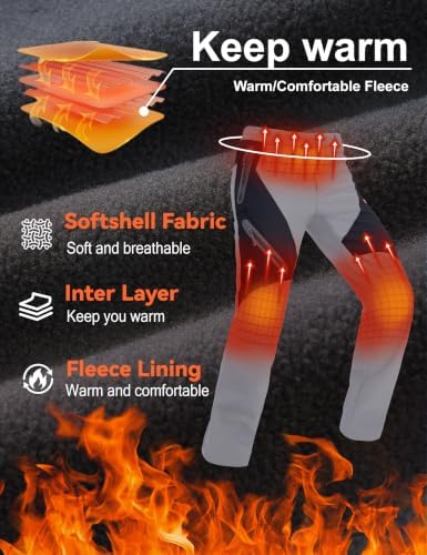 MAGCOMSEN Men's Snow Ski Pants Fleece Lined Water Resistant Winter Pants with 4 Zip Pockets for Snowboard Hiking Outdoor