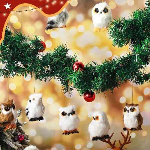Skylety 15 Pcs Woodland Animal Ornaments Bulk,Various Owls