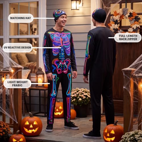 Get Trend Skeleton Halloween Costumes for Men and Women, Dress Up Outfit