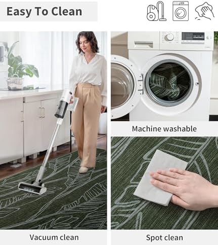 chakme Office Chair Mat for Hardwood Floor, 72"x48" Easy Glide Computer Desk Mat Protector for Rolling Chair Under Desk Rug Nonslip Backing, Machine Wash, (Dark Green Leaf)