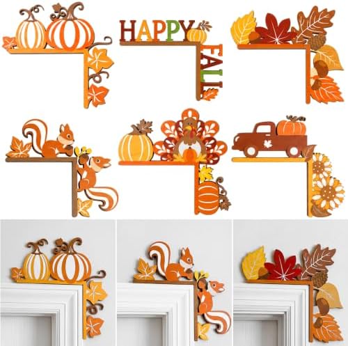 Qunclay 6 Pcs Fall Door Corner Decorations Fall Door Topper