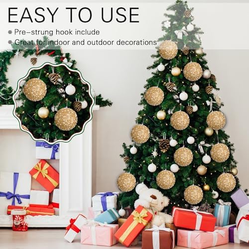 Lyrow 24 Pcs 4" Christmas Ball, Champagne Gold