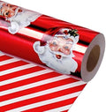 LaRibbons Vintage Santa Foil Christmas Wrapping Paper, Candy Cane Stripe