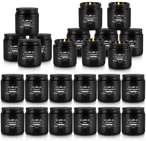 Scented Candle Set 24 Pack,Black, Candle for Home Scented, Odor Eliminating, Stress Relief, Long Lasting Soy Wax Gift Set