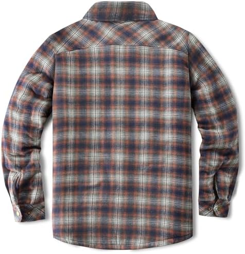Men's Sherpa Cotton Flannel Shirt Jacket Plaid Button Coat Pocket