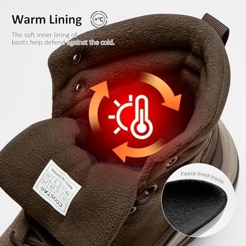 Coostar Snow Boots for Men Waterproof Outdoor Casual Winter Boot Lightweight with Arch Support