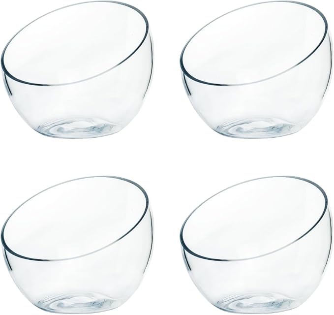 Slantted Glass Cut Bubble Bowl, 6" Height x 7" Width Slantted Bubble vase for Terraium, Flower vase Centerpiece, Set of 4
