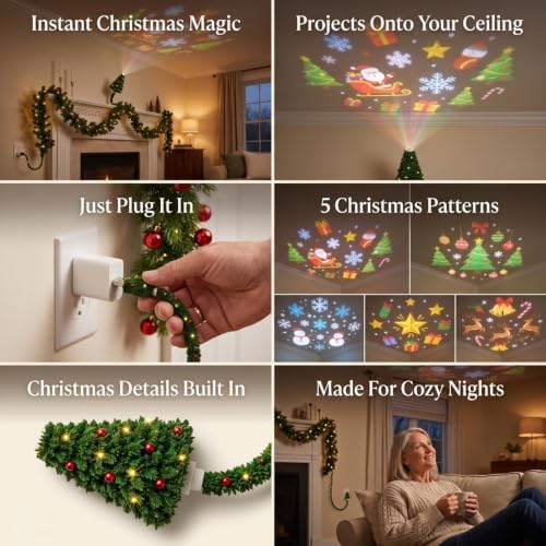 Christmas Projector Light Plug and Play Christmas Night Light
