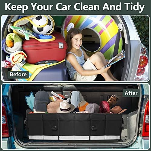 AOPHY Trunk Organizer - 95L Extra Large Capacity SUV Cargo Storage, Collapsible Waterproof Design with Non-Slip Bottom & Retractable Straps, Car Organizers for SUV, Truck, Sedan