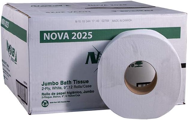 NOVA 2025 Nova Jumbo Roll Bath Tissue 2 Ply, 9", White 12 Rolls per case