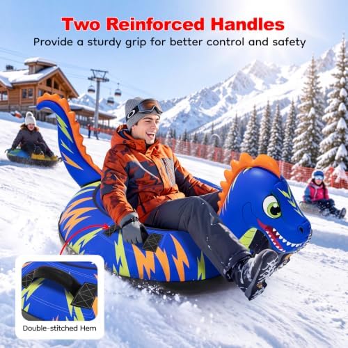 48'' Heavy Duty Snow Tube with Canvas Cover, Snow Sled for Kids & Adults