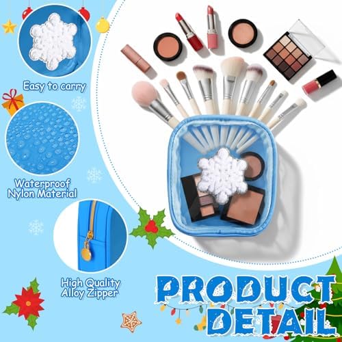 Abbylike Christmas Preppy Patch Makeup Bags Bulk Holiday Makeup Bag Skincare Pouch Xmas Zipper Cosmetic Pouch Preppy Thing for Travel Christmas Women Gift(Colorful)